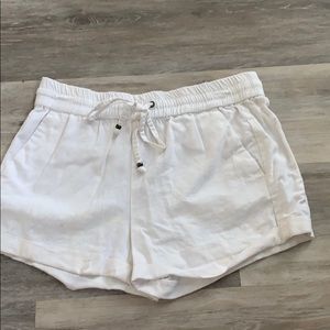 white linen shorts